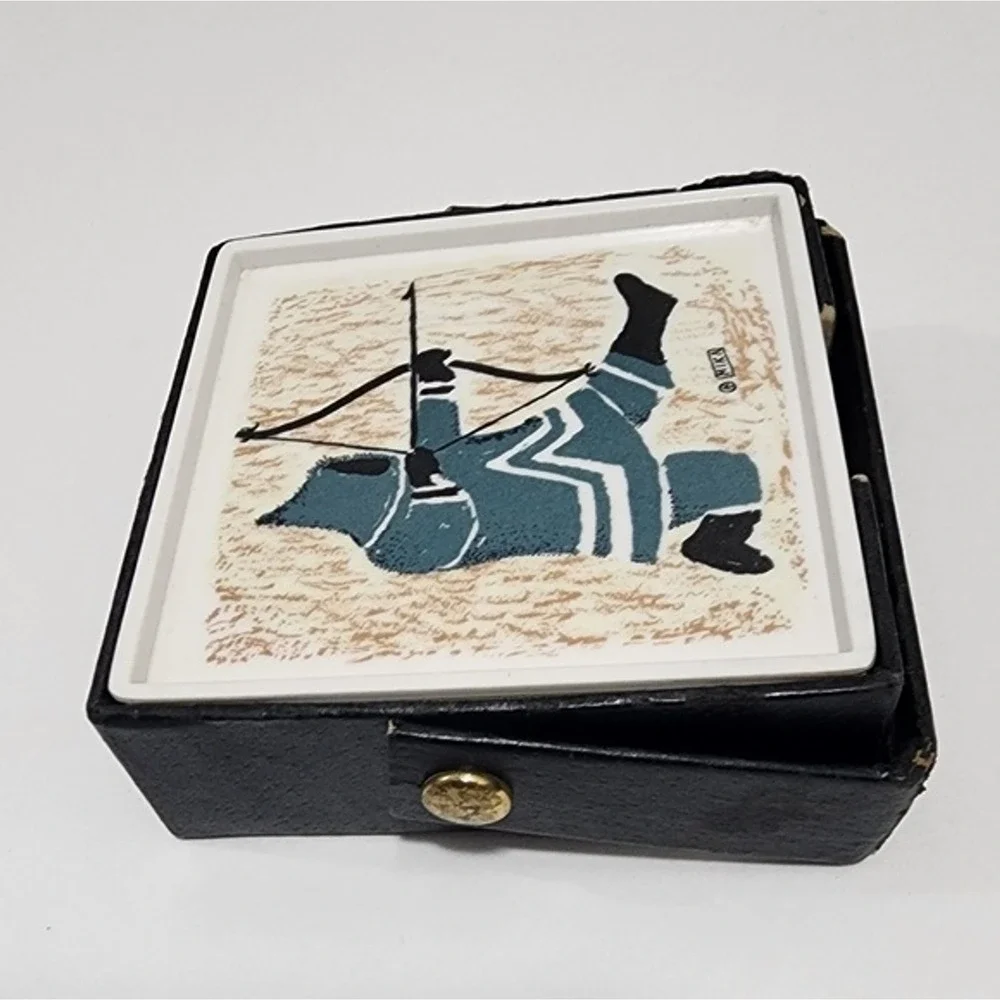 Vintage Ornamin by Ornamold Montreal‎ Plastic Coasters Set Made In Canada
